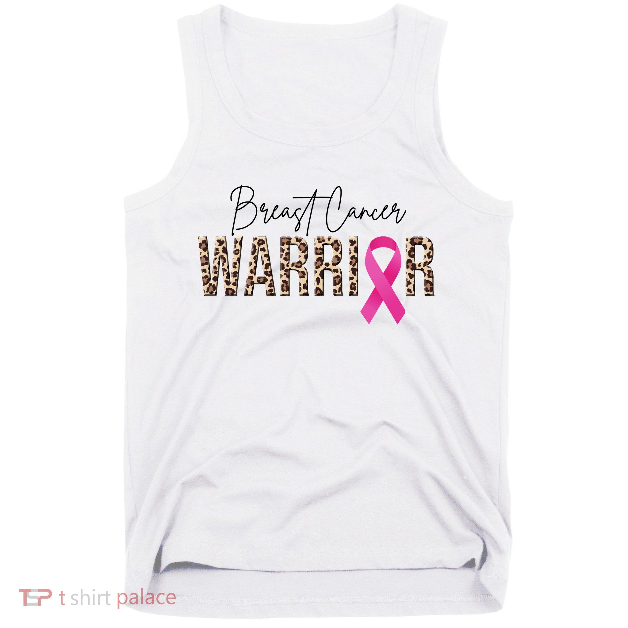 Breast Cancer Warrior Pink Ribbon Cheetah Tank Top