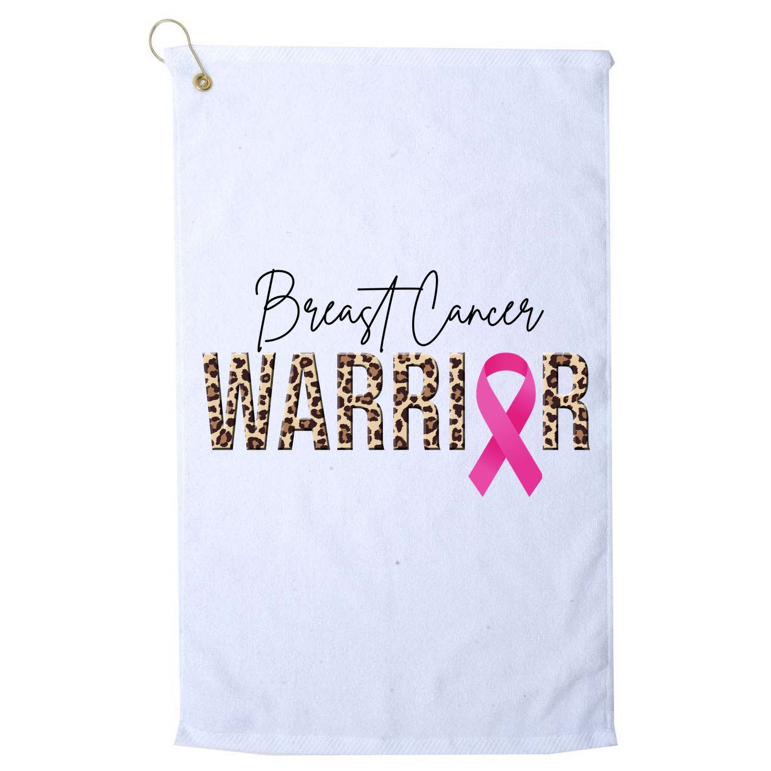 Breast Cancer Warrior Pink Ribbon Cheetah Golf Towel