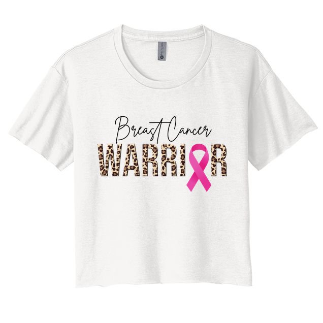 Breast Cancer Warrior Pink Ribbon Cheetah Crop Top