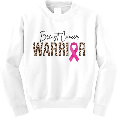 Breast Cancer Warrior Pink Ribbon Cheetah Kids Sweatshirt