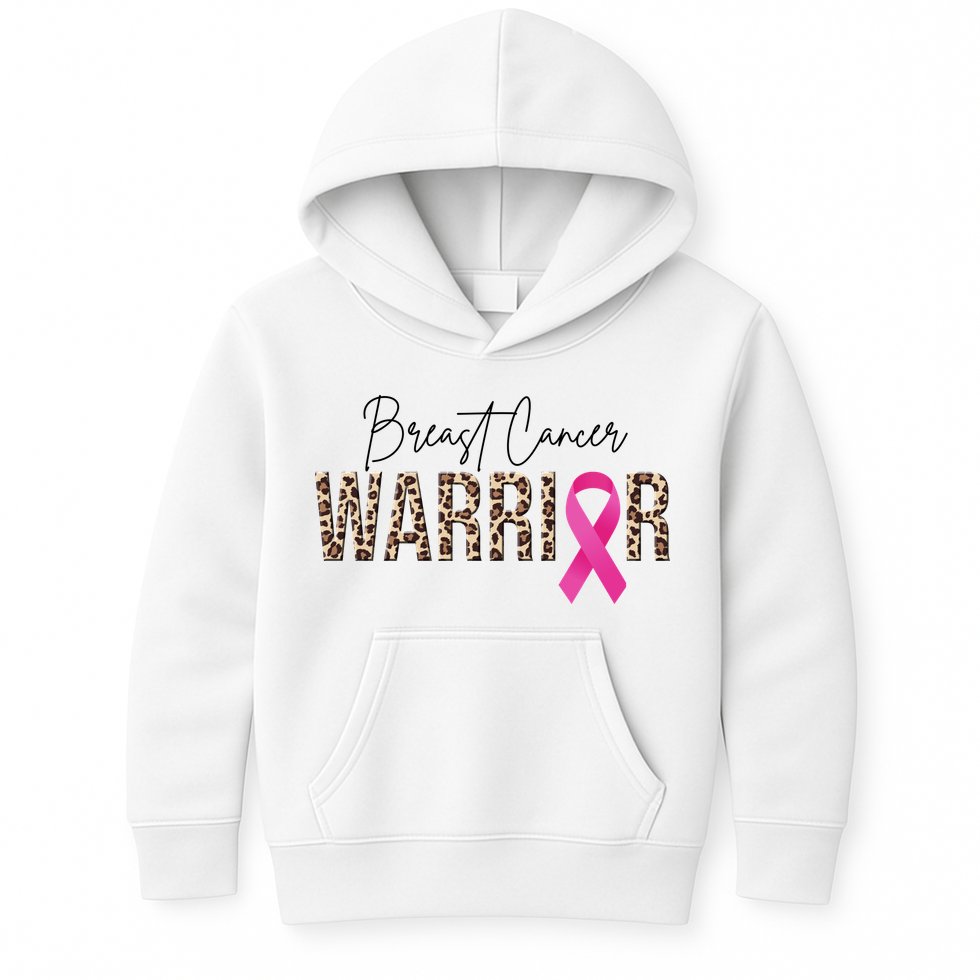 Breast Cancer Warrior Pink Ribbon Cheetah Kids Hoodie