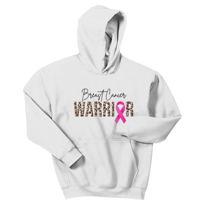 Breast Cancer Warrior Pink Ribbon Cheetah Kids Hoodie