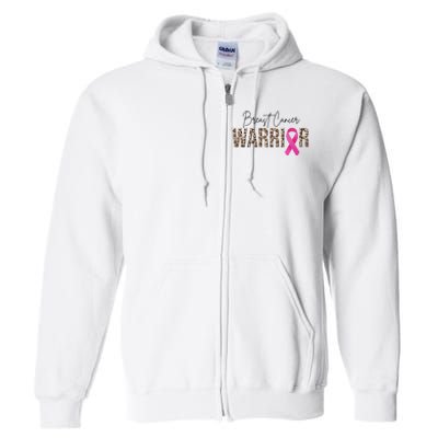 Breast Cancer Warrior Pink Ribbon Cheetah Full Zip Hoodie