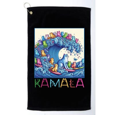 Blue Cats Wave For Kamala Funny Cat Lady Gift Platinum Collection Golf Towel