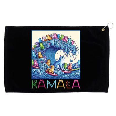 Blue Cats Wave For Kamala Funny Cat Lady Gift Grommeted Golf Towel