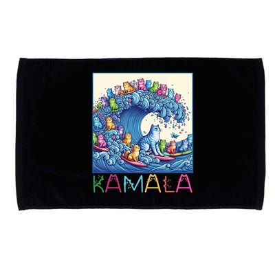 Blue Cats Wave For Kamala Funny Cat Lady Gift Microfiber Hand Towel