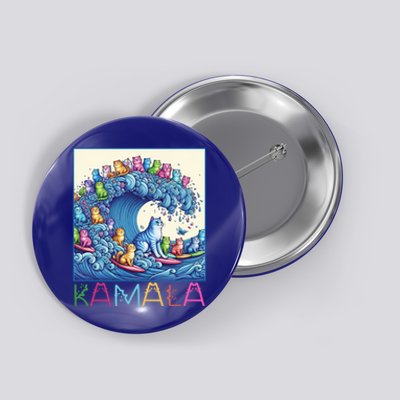 Blue Cats Wave For Kamala Funny Cat Lady Gift Button