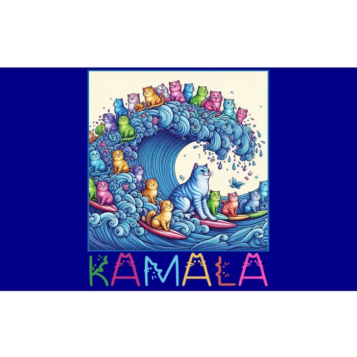 Blue Cats Wave For Kamala Funny Cat Lady Gift Bumper Sticker