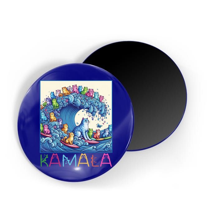 Blue Cats Wave For Kamala Funny Cat Lady Gift Magnet