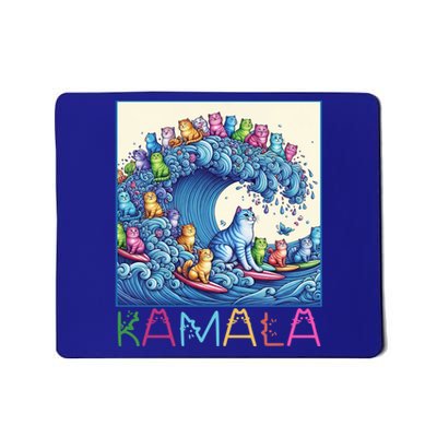 Blue Cats Wave For Kamala Funny Cat Lady Gift Mousepad