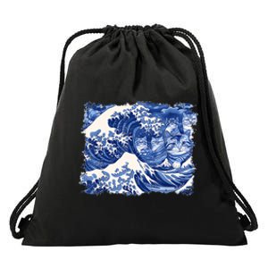 Blue Cats Wave For Kamala Funny Kamala Harris Cat Loversblue Cats Wave For Kamal Drawstring Bag