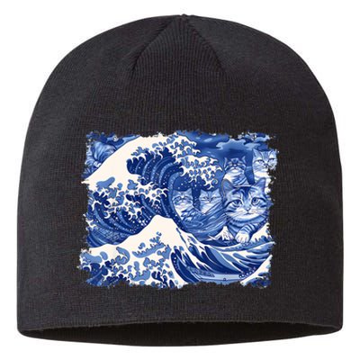 Blue Cats Wave For Kamala Funny Kamala Harris Cat Loversblue Cats Wave For Kamal Sustainable Beanie