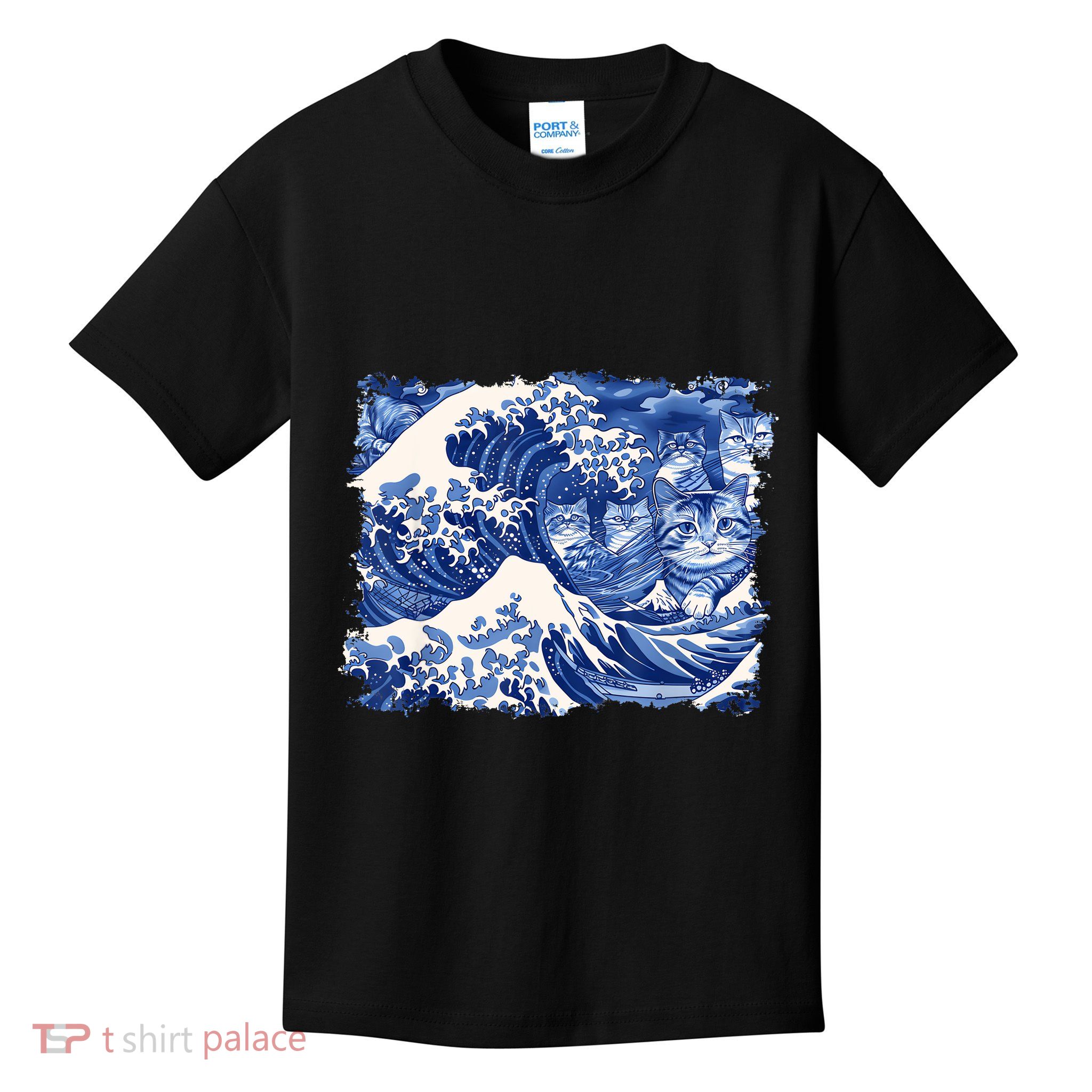 Blue Cats Wave For Kamala Funny Kamala Harris Cat Loversblue Cats Wave For Kamal Kids T-Shirt
