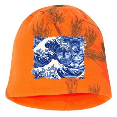 Blue Cats Wave For Kamala Funny Kamala Harris Cat Loversblue Cats Wave For Kamal Kati - Camo Knit Beanie