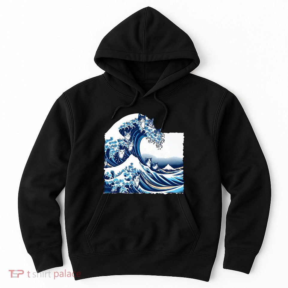 Blue Cats Wave For Kamala Funny Cat Owners Kamala Harris Hoodie