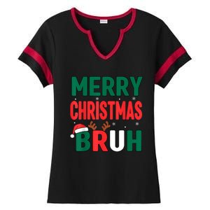 Bruh Christmas Xmas Funny Christmas Ladies Halftime Notch Neck Tee