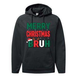 Bruh Christmas Xmas Funny Christmas Performance Fleece Hoodie