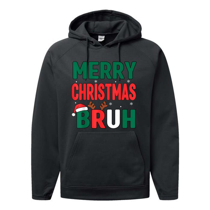 Bruh Christmas Xmas Funny Christmas Performance Fleece Hoodie