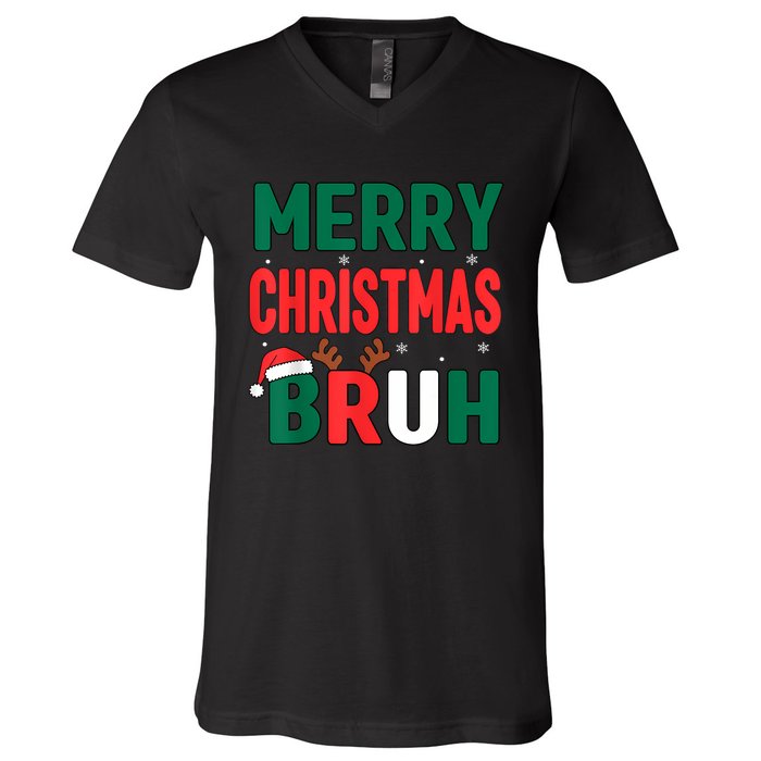 Bruh Christmas Xmas Funny Christmas V-Neck T-Shirt