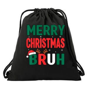 Bruh Christmas Xmas Funny Christmas Drawstring Bag