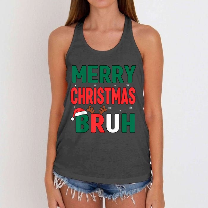 Bruh Christmas Xmas Funny Christmas Women's Knotted Racerback Tank