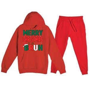 Bruh Christmas Xmas Funny Christmas Premium Hooded Sweatsuit Set