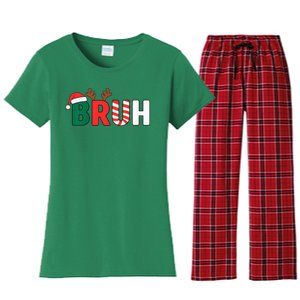 Bruh Christmas Xmas Teens Funny Christmas Women's Flannel Pajama Set