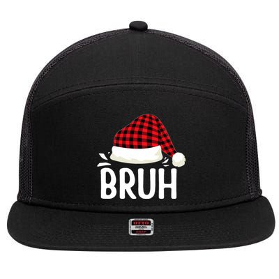 Bruh Christmas Xmas Funny Christmas Pajama 7 Panel Mesh Trucker Snapback Hat