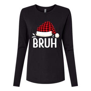 Bruh Christmas Xmas Funny Christmas Pajama Womens Cotton Relaxed Long Sleeve T-Shirt