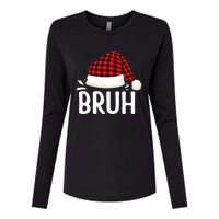 Bruh Christmas Xmas Funny Christmas Pajama Womens Cotton Relaxed Long Sleeve T-Shirt