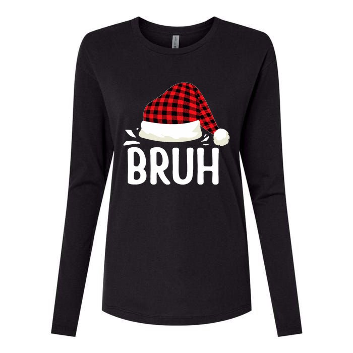 Bruh Christmas Xmas Funny Christmas Pajama Womens Cotton Relaxed Long Sleeve T-Shirt