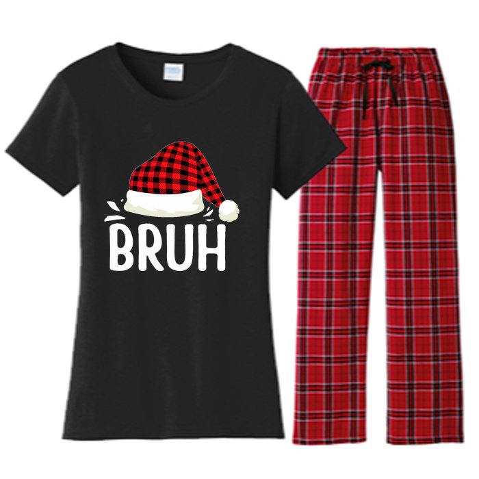 Bruh Christmas Xmas Funny Christmas Pajama Women's Flannel Pajama Set