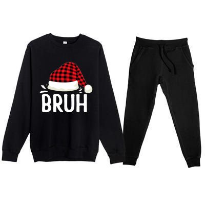 Bruh Christmas Xmas Funny Christmas Pajama Premium Crewneck Sweatsuit Set