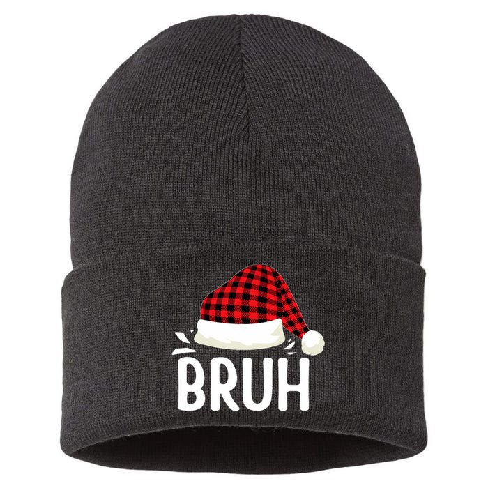 Bruh Christmas Xmas Funny Christmas Pajama Sustainable Knit Beanie