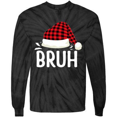 Bruh Christmas Xmas Funny Christmas Pajama Tie-Dye Long Sleeve Shirt