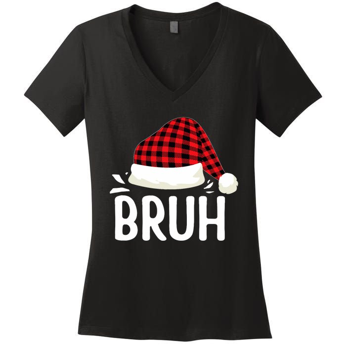 Bruh Christmas Xmas Funny Christmas Pajama Women's V-Neck T-Shirt