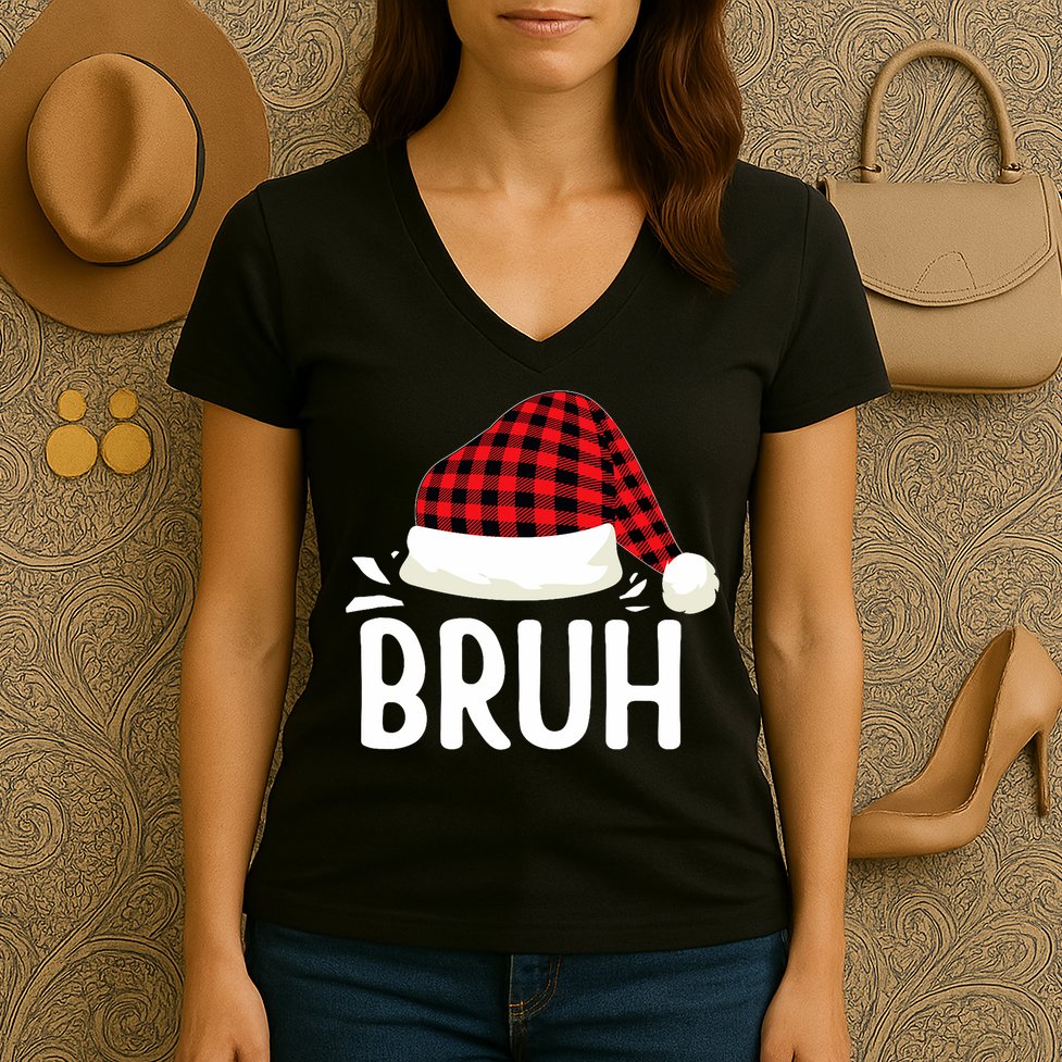 Bruh Christmas Xmas Funny Christmas Pajama Women's V-Neck T-Shirt