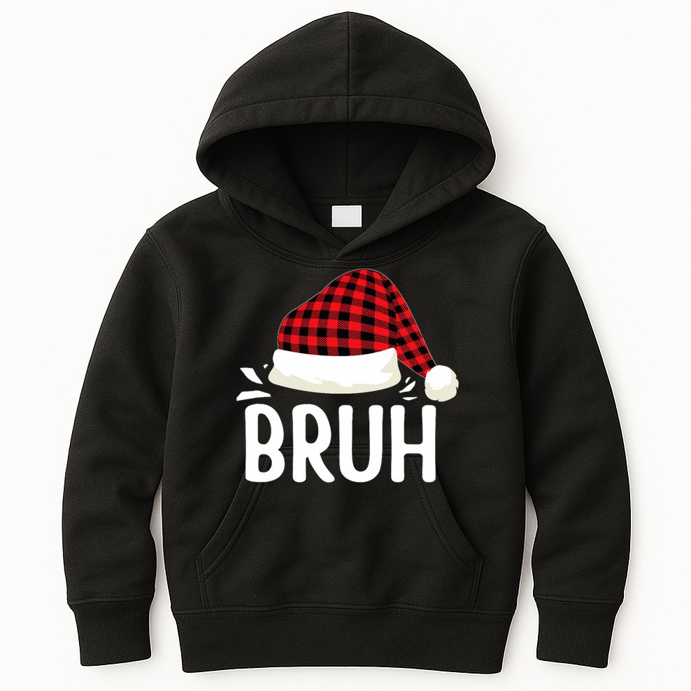Bruh Christmas Xmas Funny Christmas Pajama Kids Hoodie