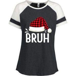 Bruh Christmas Xmas Funny Christmas Pajama Enza Ladies Jersey Colorblock Tee