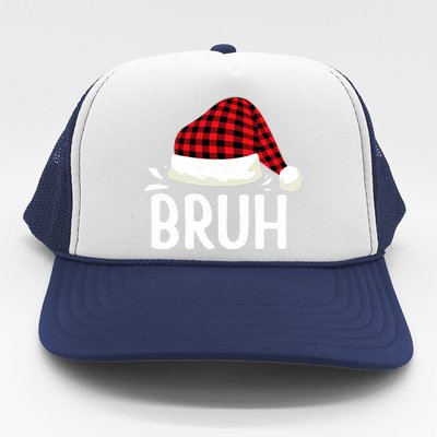 Bruh Christmas Xmas Funny Christmas Pajama Trucker Hat