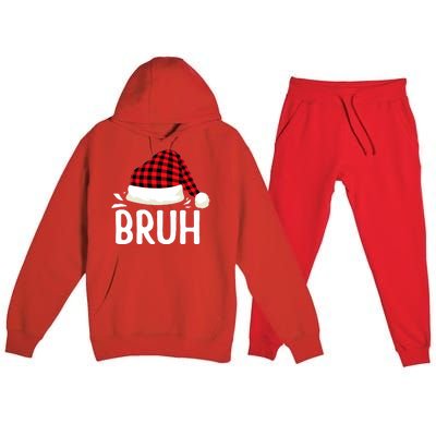 Bruh Christmas Xmas Funny Christmas Pajama Premium Hooded Sweatsuit Set