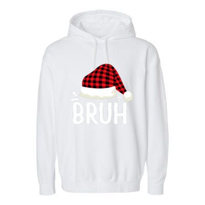 Bruh Christmas Xmas Funny Christmas Pajama Garment-Dyed Fleece Hoodie