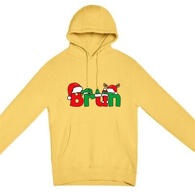 Bruh Christmas Xmas Pajama Premium Pullover Hoodie