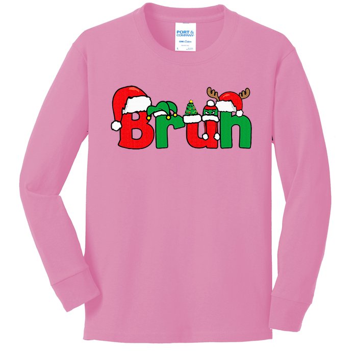 Bruh Christmas Xmas Pajama Kids Long Sleeve Shirt