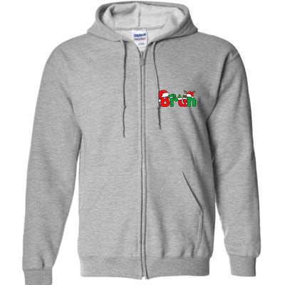 Bruh Christmas Xmas Pajama Full Zip Hoodie