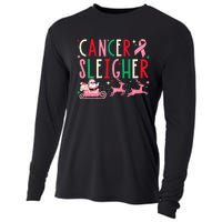 Breast Cancer Xmas Pink Ribbon Santa Sleigh Reindeer  Cooling Performance Long Sleeve Crew