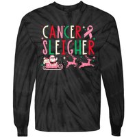 Breast Cancer Xmas Pink Ribbon Santa Sleigh Reindeer  Tie-Dye Long Sleeve Shirt