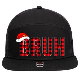 Bruh Christmas Xmas Pajamas Bruh 7 Panel Mesh Trucker Snapback Hat