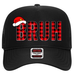 Bruh Christmas Xmas Pajamas Bruh High Crown Mesh Back Trucker Hat