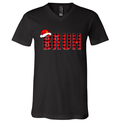 Bruh Christmas Xmas Pajamas Bruh V-Neck T-Shirt